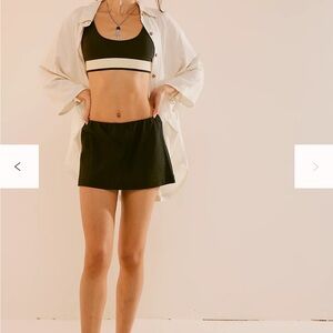 Free People My Little Micro Mini Cotton-Linen Skort